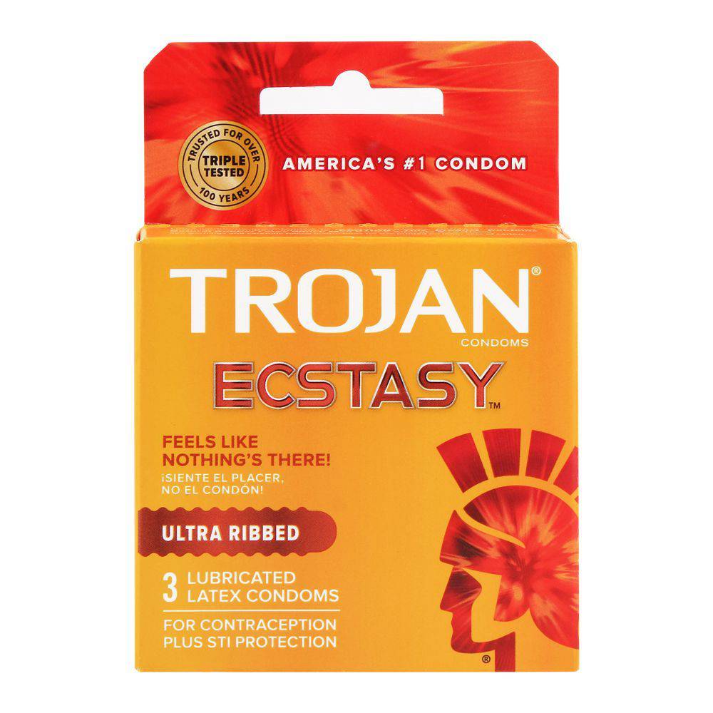 Trojan Ecstasy Ultra Ribbed Condoms 3S - My Store