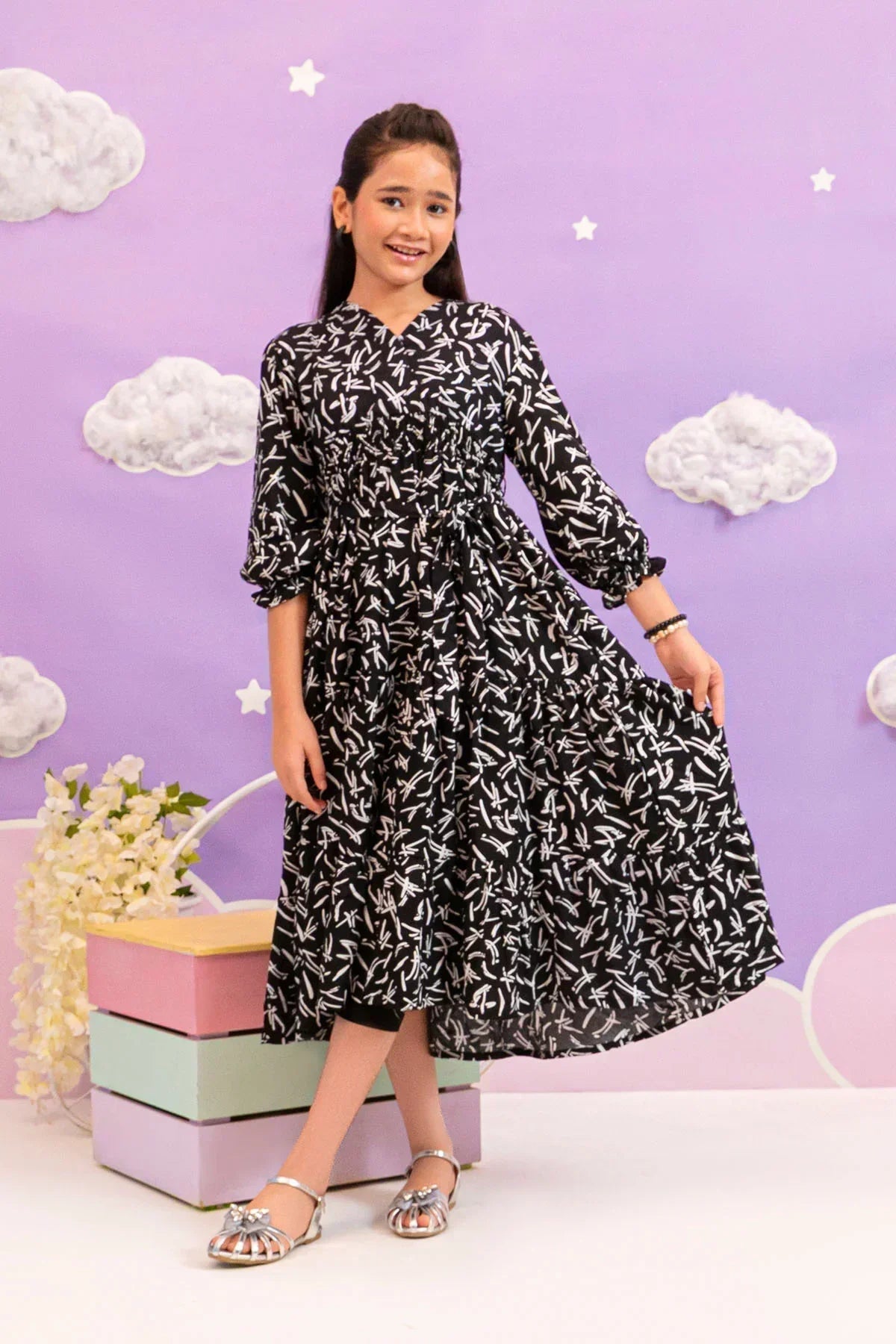 Ochre Clothing-Boski Linen Printed Dress-OWLL-19