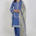 Zellbury Unstitched 3 PC Embroidered Lawn Collection Summer'22 - Bismark Blue - (WUC22E30555)