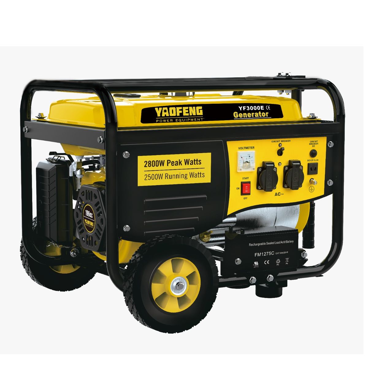 Yaofeng 2.5 KW Heavy Duty Petrol  and  Gas Generator YF3000E Yellow  and  Black - My Store