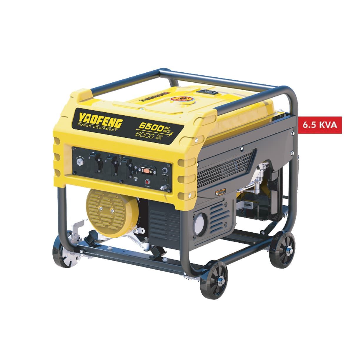Yaofeng 6.5 KW Heavy Duty Petrol  and  Gas Generator YP6500E Yellow  and  Black + Gaskit + Battery - My Store