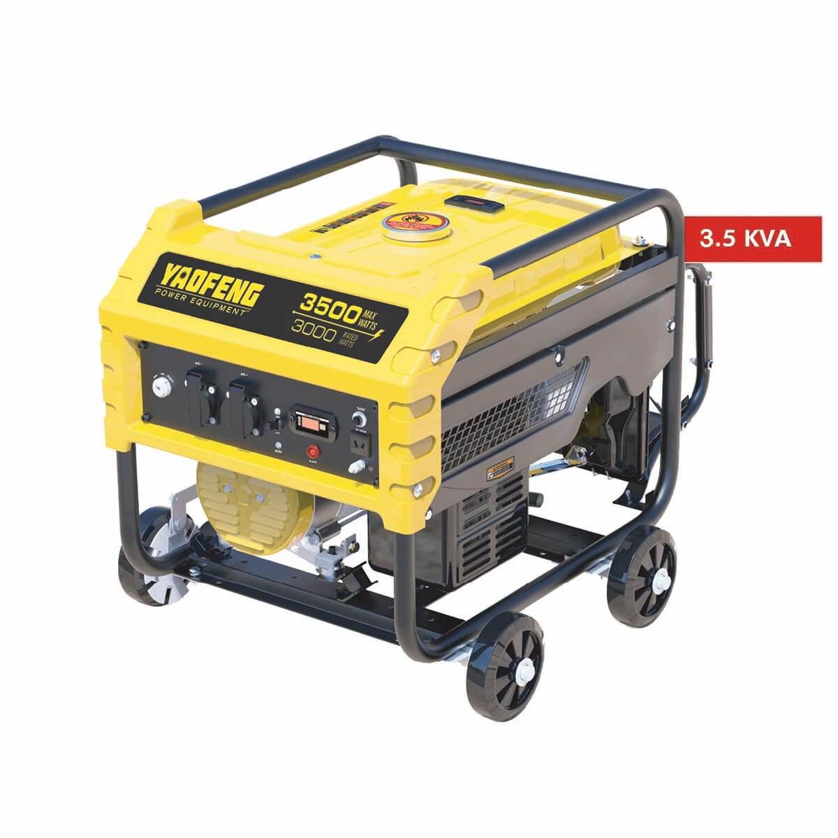 Yaofeng 3.5 KW Heavy Duty Petrol  and  Gas Generator YP3500E Yellow  and  Black + Gaskit + Battery - My Store