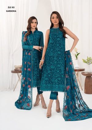 LA CELESTE By Zarif 3 Piece Unstitched Suits  ZLC 03 GARDENIA - Luxury Formals Collection