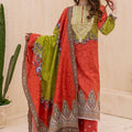 Zellbury Ladies Un-Stitch Embroidered Shirt Shalwar Dupatta - Rust Orange - Cambric Suit (WUC21E30065)